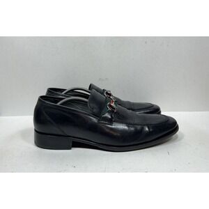 David Eden Black Embossed Leather HorseBit Loafers William Men's Size 12 Shoes